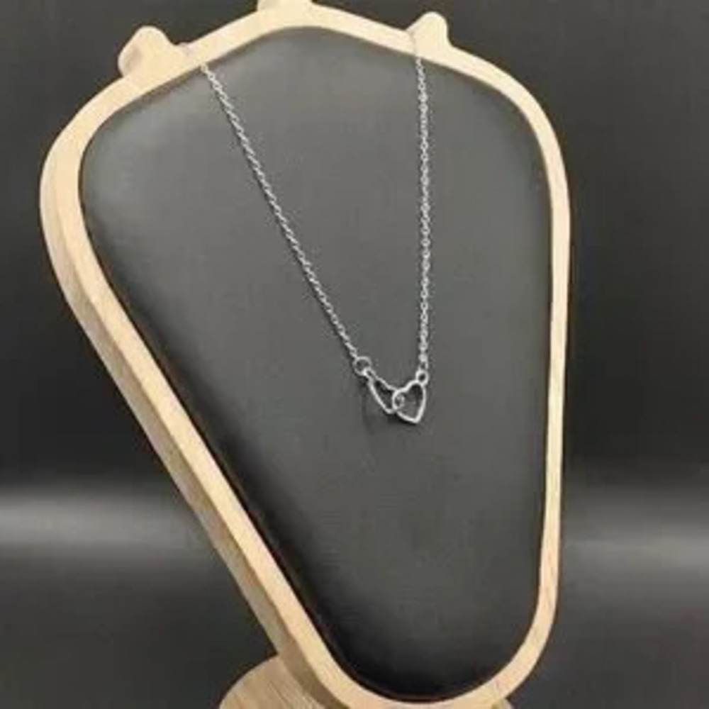 Stainless Steel Necklace Linked Hearts Intertwined Love Vintage BOHO Fashion NEW